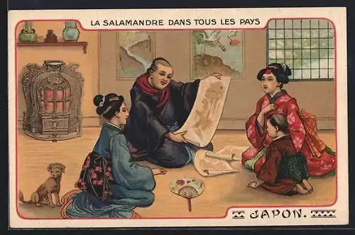 AK La Salamandre dand tous les Pays, Japon, Ofenreklame