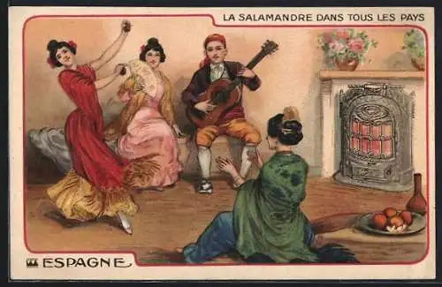 Künstler-AK La Salamandre dans tous les Pays, Spanische Tänzerin mit Kastagnetten