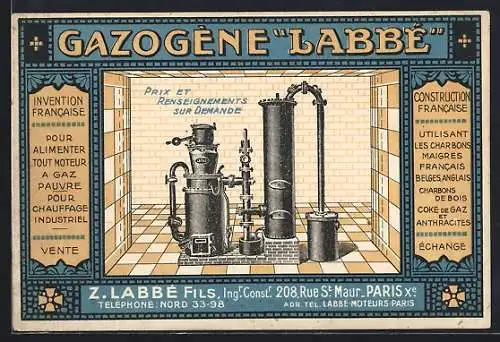 AK Paris, Reklame für Verbrennungsofen Gazogene Labbe