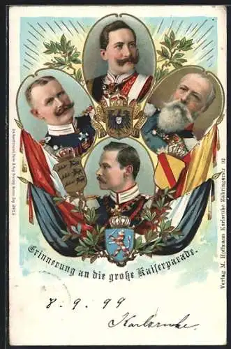 AK Kaiserparade, Porträt Grossherzog Ernst Ludwig, Kaiser Wilhelm II.