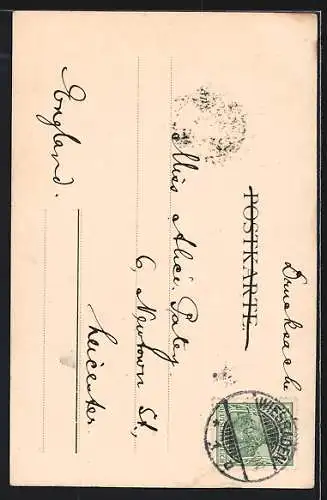 Künstler-AK Franz Doubek: Das Münchner Kindl im Postkartenregen