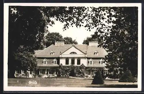 AK Grätz, Villa, Frontalansicht mit Garten