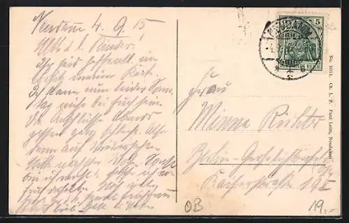 AK Neudamm, Marktplatz mit Denkmal