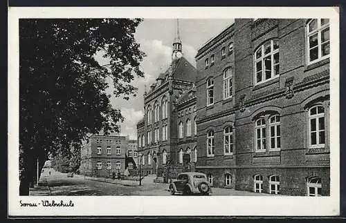 AK Sorau, Webschule mit Strassenpartie