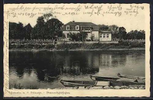 AK Schwerin /Warthe, Strandschlösschen v. Herm. Meincke