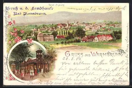 Lithographie Warmbrunn, Totalansicht, Kursaal