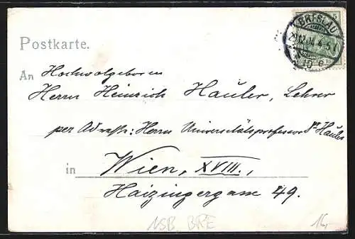Lithographie Breslau, Ringecke mit Elisabethturm