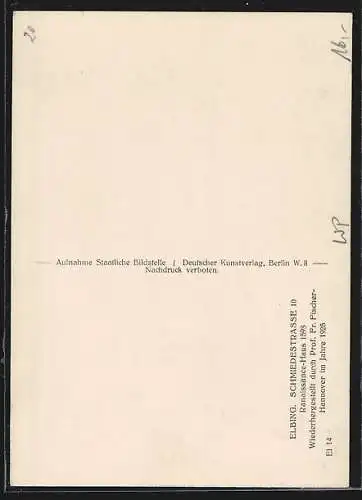 AK Elbing, Renaissance-Haus Schmiedestrasse 10, Geschäft v. Paul Salewski