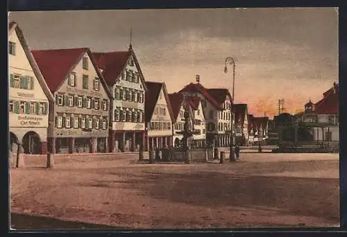 AK Freudenstadt, Marktplatz mit Springbrunnen