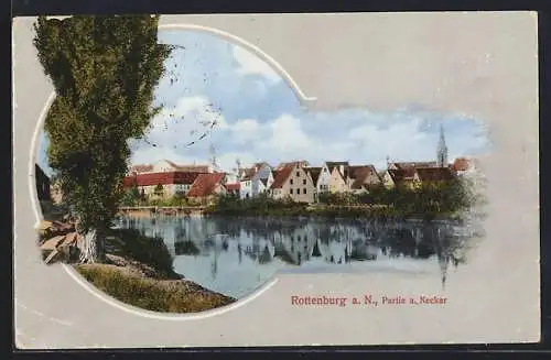 AK Rottenburg a. N., Flusspartie am Neckar und Uferpartie