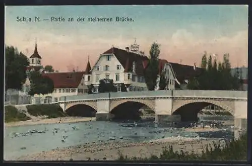 AK Sulz a. N., Partie an der steinernen Brücke