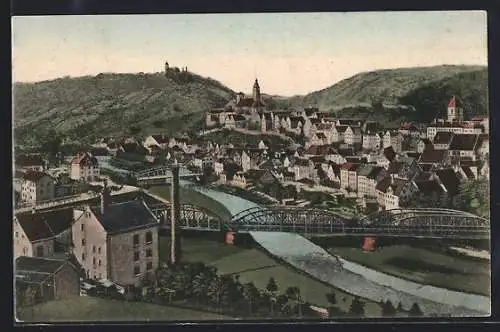 AK Horb a. N., Ortsansicht mit Flusspartie und Brücke