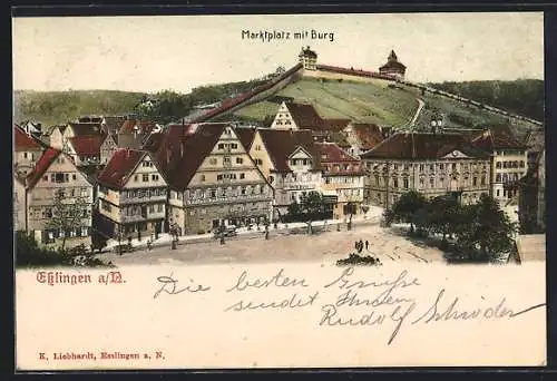 AK Esslingen a. N., Marktplatz mit Burg
