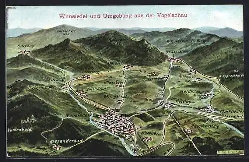 Künstler-AK Eugen Felle: Wunsiedel, Totalansicht mit Alexanderbad