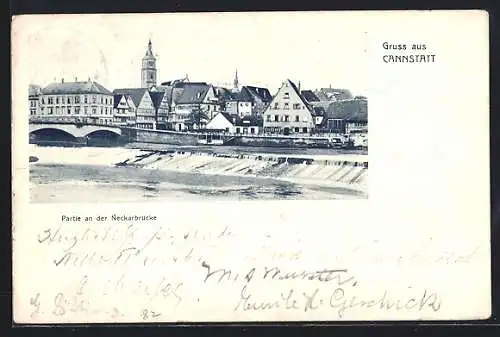 AK Cannstatt, Partie an der Neckarbrücke
