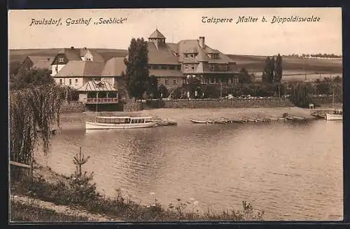 AK Paulsdorf / Maltersee, Gasthaus Seeblick an der Talsperre Malter
