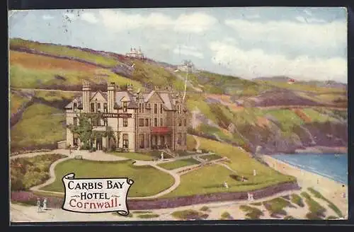 Künstler-AK Carbis Bay /Cornwall, Carbis Bay Hotel