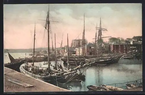 AK Padstow, harbour with sailing ships