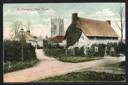 AK St. Clements near Truro, street scene with church
