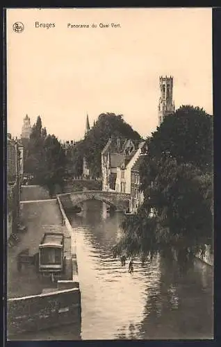 AK Bruges, Panorama du Quai Vert