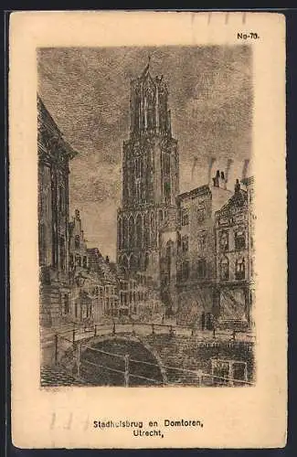 Künstler-AK Utrecht, Stadhuisbrug en Domtoren