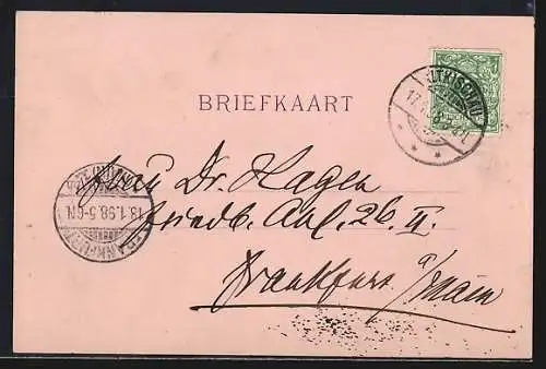 Lithographie `s Hertogenbosch, Rathaus, Strassenpartie, Uferpartie