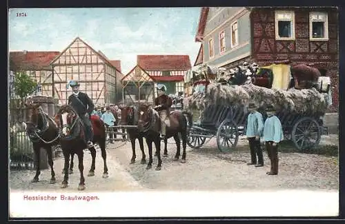 AK Hessischer Brautwagen, hessische Tracht