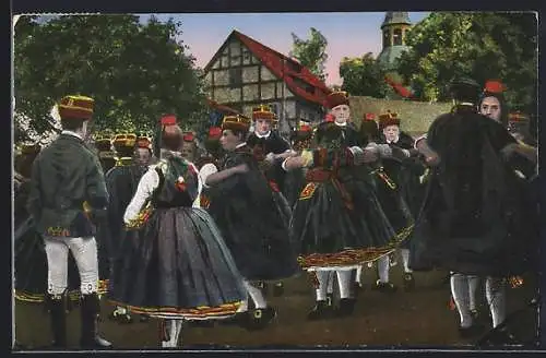 AK Schwälmer Kirmes, Paare in hessischen Trachten