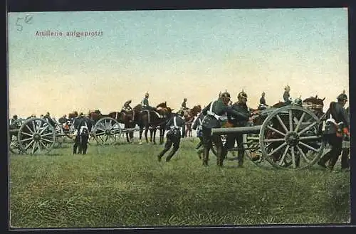 AK Deutsche Artillerie im Felde aufgeprotzt