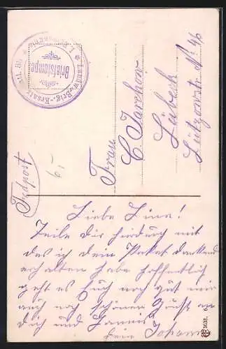 AK Soldat in Uniform denkt an seine Frau, Treue Liebe