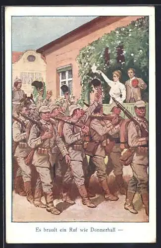 AK Soldaten beim Ausmarsch ins Feld