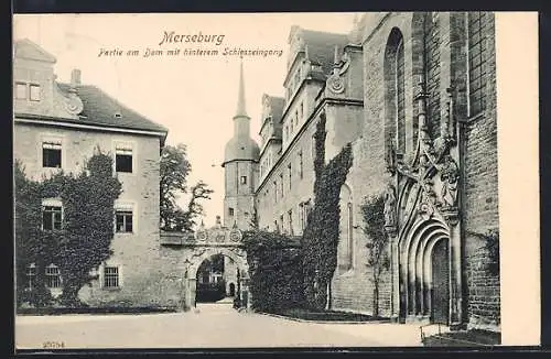AK Merseburg, Partie am Dom mit hinterem Schlosseingang