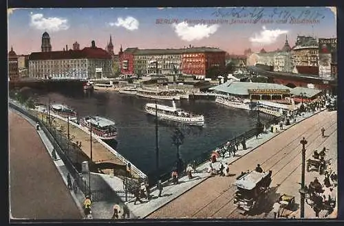 AK Berlin, Dampferstation Jannowitzbrücke, Stadtbahn