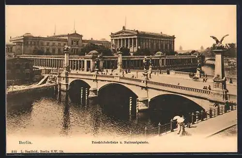 AK Berlin, Friedrichsbrücke und Nationalgalerie