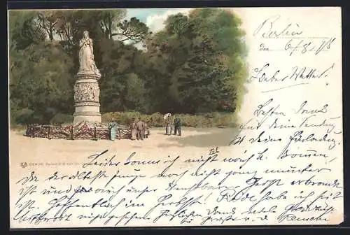 Lithographie Berlin-Tiergarten, Denkmal d. Königin Louise