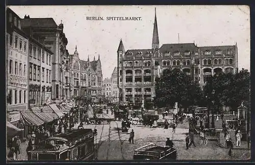 AK Berlin, Spittelmarkt mit Strassenbahnen