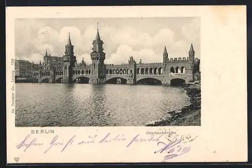 AK Berlin-Friedrichshain, Blick zur Oberbaumbrücke