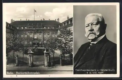 AK Berlin, Reichspräsidentenpalais, Reichspräsident von Hindenburg