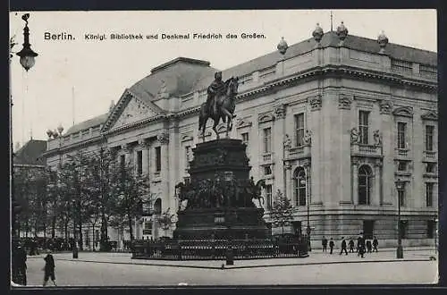 AK Berlin, Königliche Bibliothek und Denkmal Friedrich des Grossen