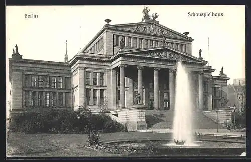 AK Berlin, Schauspielhaus mit Springbrunnen, Gendarmenmarkt