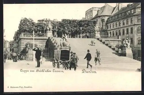 AK Dresden, Freitreppe zur Brühl`schen Terrasse