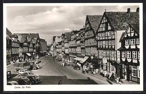 AK Celle, Strasse Grosser Plan mit Geschäften