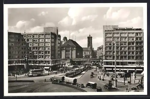 AK Berlin, Alexanderplatz mit Strassenbahnen