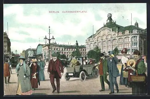 AK Berlin, Alexanderplatz mit Passanten