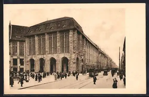 AK Berlin, Kaufhaus Wertheim in der Leipziger Strasse mit Strassenbahn