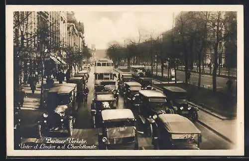 AK Berlin, Berliner Verkehr Unter den Linden an der Charlottenstrasse