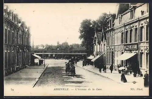 AK Abbeville, l'Avenue de la Gare