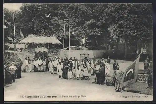 AK Mans, Exposition 1911, Sortie du Village Noir