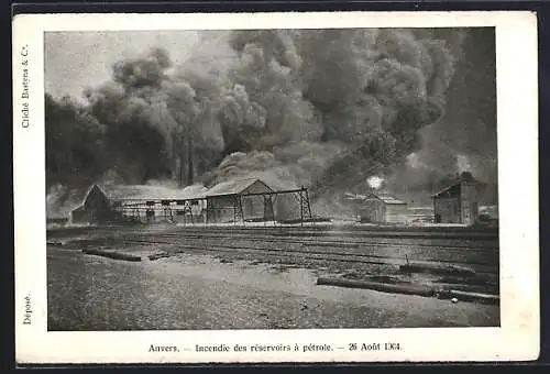 AK Anvers, Incendie des Réservoirs à pétrole, 1904