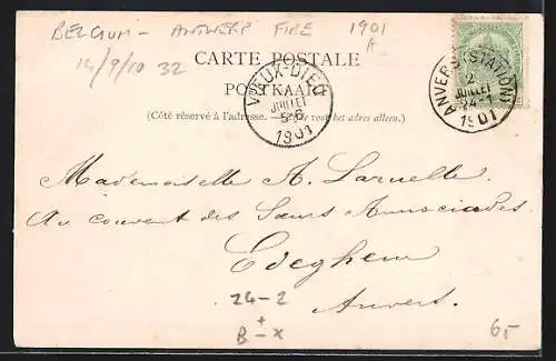 AK Anvers, Incendie de l`Entrepot Royal d`Anvers, 5 Juin 1901